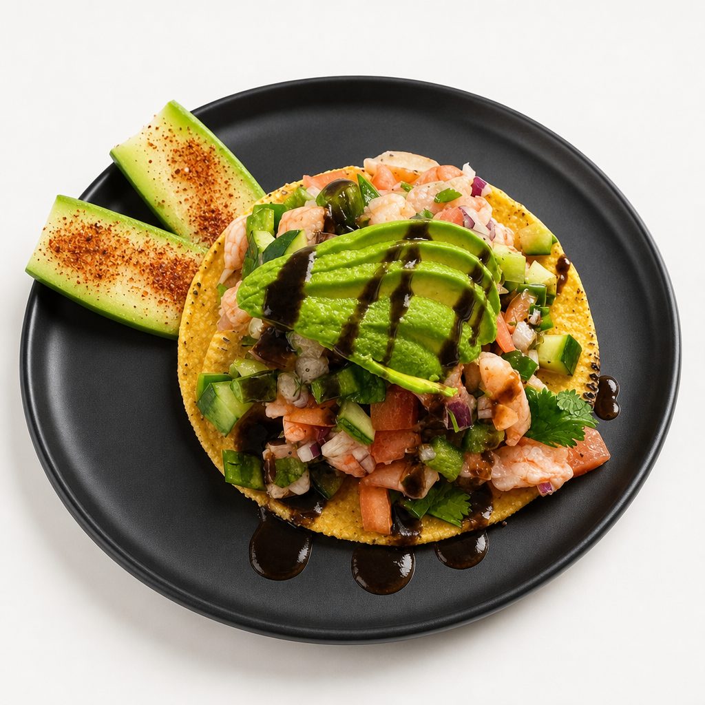 Aquachile Shrimp Tostado.