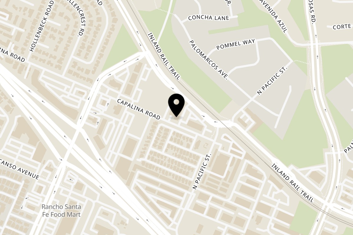 Map showing the location of La Champa Latin Grill on 1551 W Mission Rd STE J in San Marcos